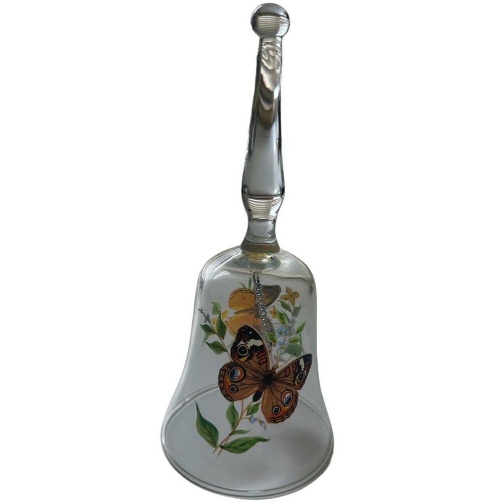 Vintage West Virginia Glass co.- Hand Made Butterfly With Flowers Glass Bell